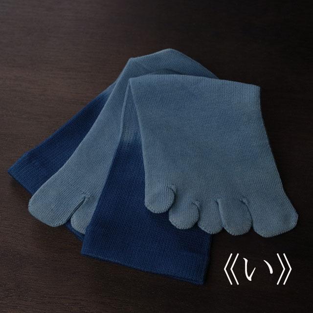 藍染5本指靴下2足組(紺碧/azure blue) 日本製 Natural Organic Cotton
