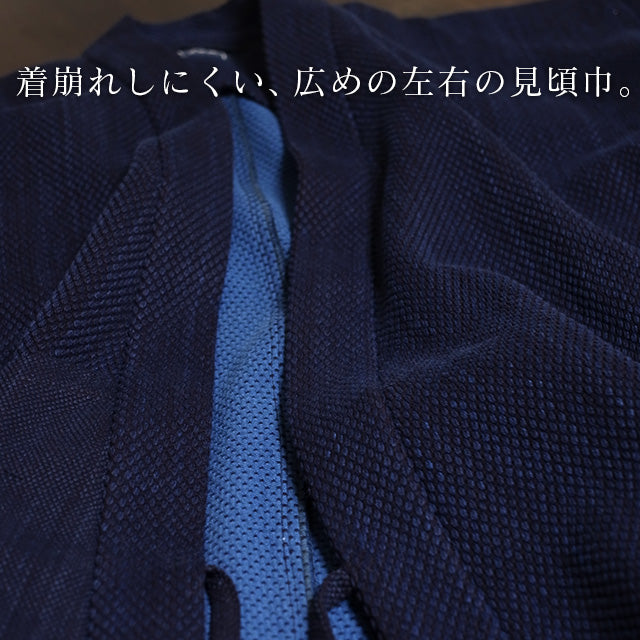 藍染二重刺地織作務衣 武州正藍染め クラシック(濃紺/dark indigo blue)