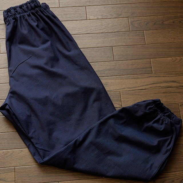 藍染平織り寺院作務衣 武州正藍染寺院 薄手 (濃紺/dark indigo blue)【春夏向け】