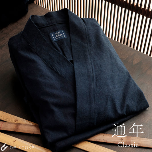 【ビスポーク/オーダー】藍染平織り作務衣 クラシック（濃紺/ dark indigo blue）