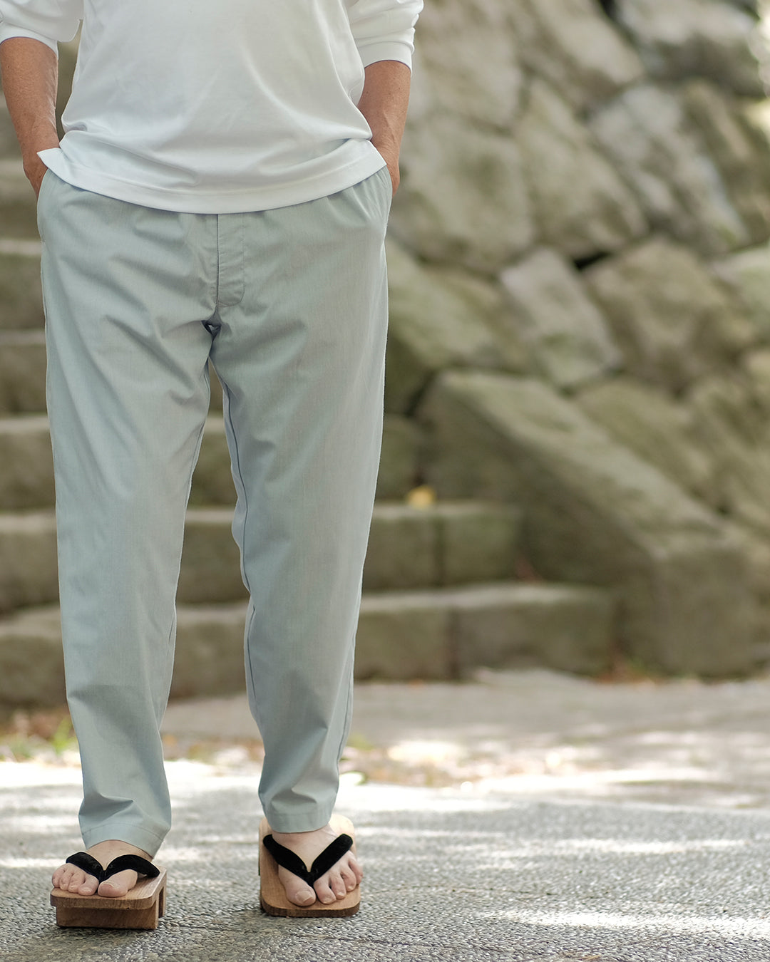 作務衣の人 夏作務衣テーパードパンツ　空色（サックスブルー）日本製