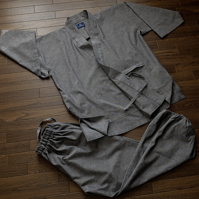 Workwear Men's Men's/Men's Aizen (Tsumugi Gray) Temple Temple Workwear (thin) 100% cotton for spring and summer